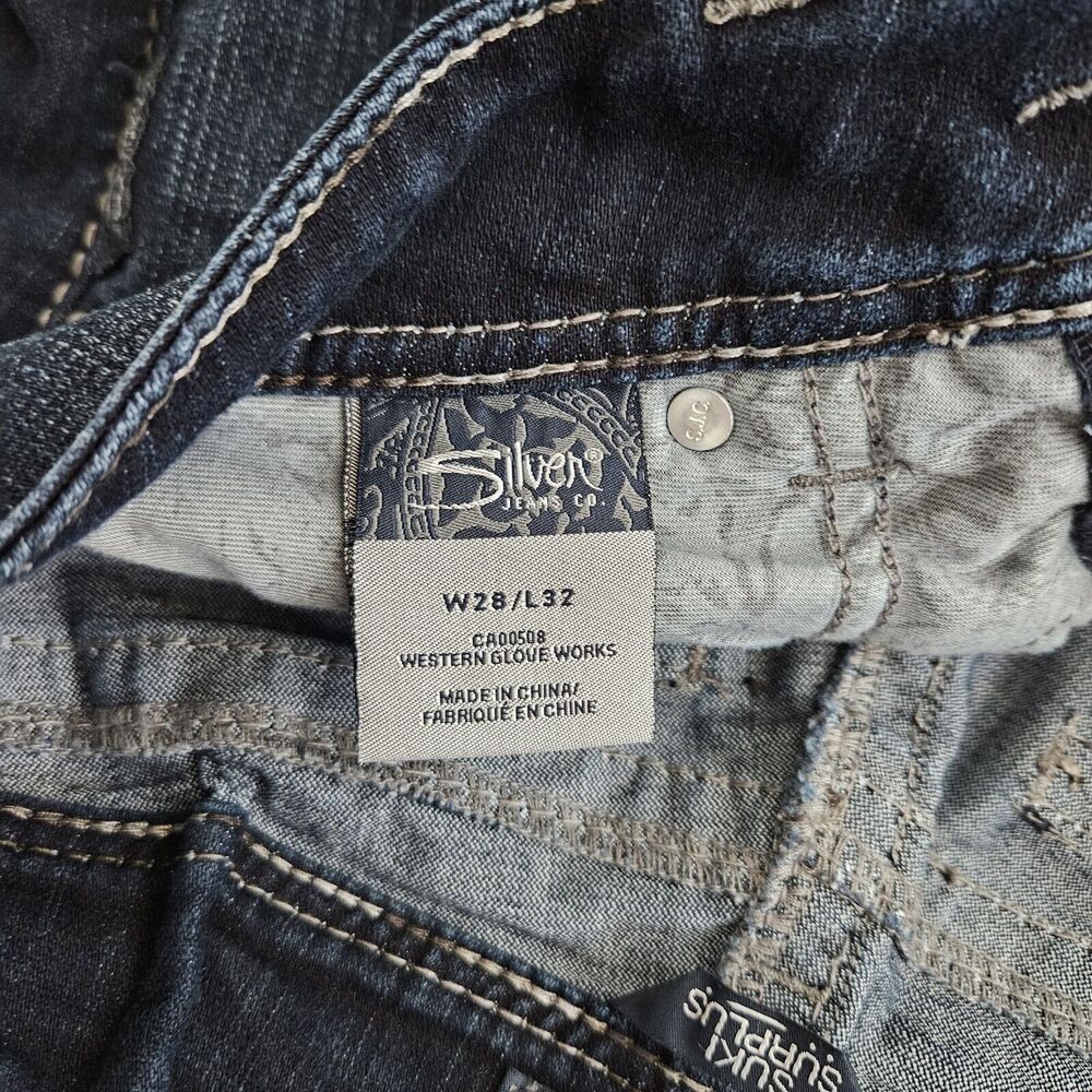 Silver Suki Surplus (Womens 28"x32") Mid Rise Blue Denim Jeans Dark Wash Pants - Picture 5 of 9